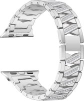 Fungus - Smartwatch bandje - Geschikt voor Apple Watch 42 / 44 / 45 / 49 mm - Series 1 2 3 4 5 6 7 8 9 SE Ultra iWatch - Metaal - Zigzag - Zilver