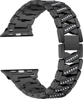 Geschikt voor Apple Watch bandje 38 / 40 / 41 mm - Series 1 2 3 4 5 6 7 8 SE - Smartwatch iWatch horloge band - 38mm 40mm 41mm - Fungus - RVS metaal - Zwart - Zigzag