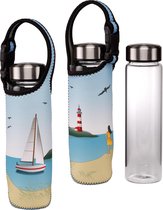 Goebel - Scandic Home | Glazen fles met hoes Ocean Love | Beker - glas - 700ml
