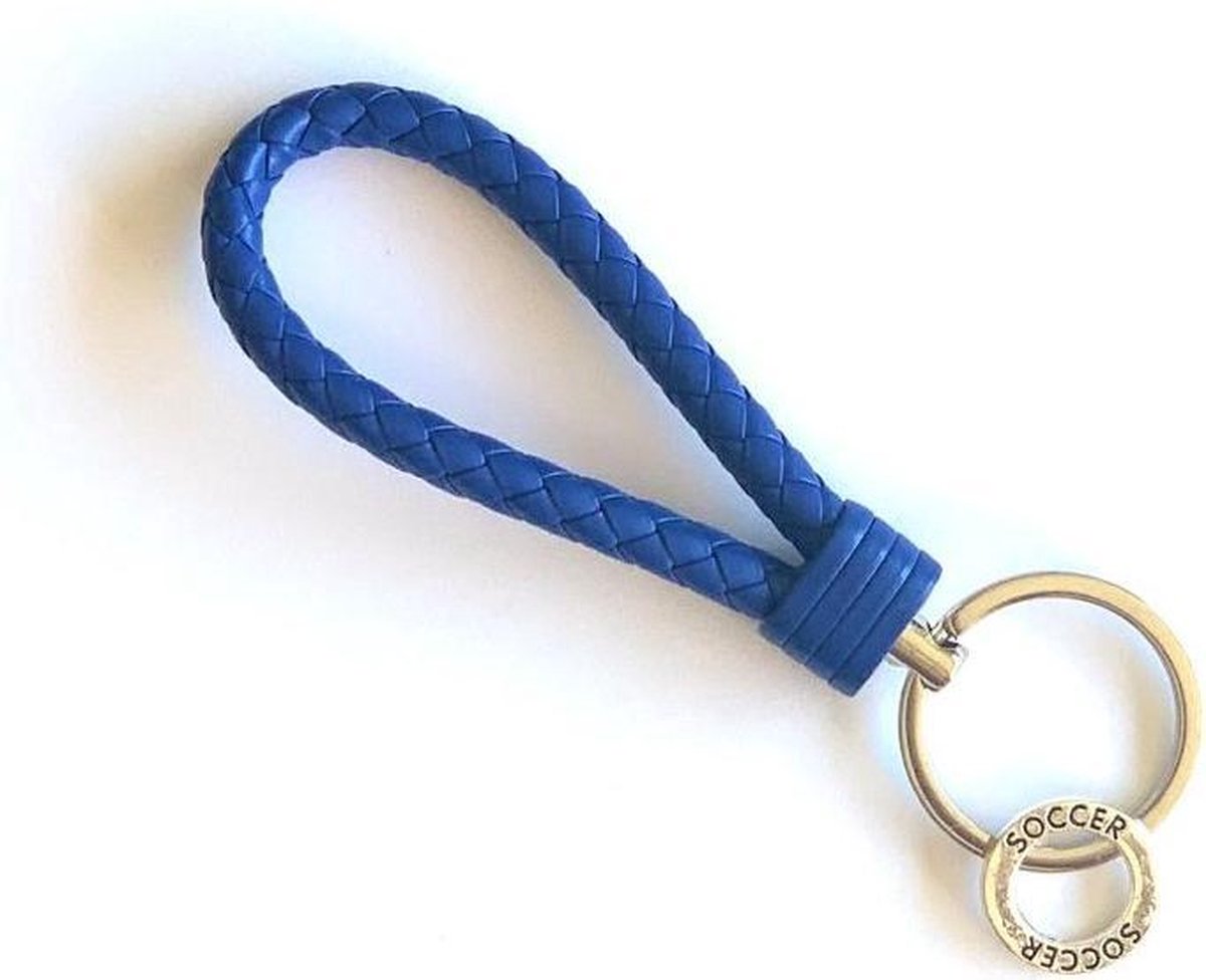 Sleutelhanger - Donker Blauw - Voetbal - Soccer - Sport - Hanger - Leer - Kleur - Sportsieraad - Sieraad - Sportsieraden - Sieraden - Team - Teamkado
