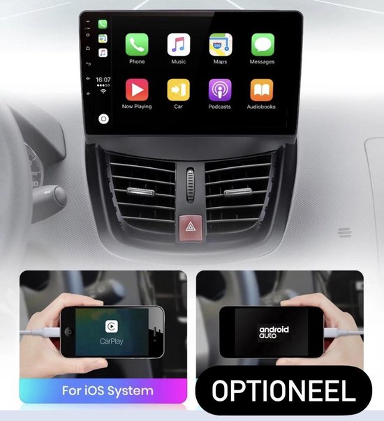 Android Auto Radio Carplay Peugeot 207 2006 - 2015