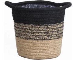 Rotan mandje van Bela Arte. Zwart naturel 14cms hoog Ø 13cms met plastic binnenwand incl. gratis verzending.