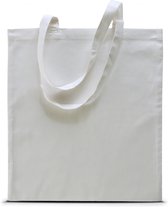 2x stuks basic katoenen schoudertasje in het wit 38 x 42 cm met lange hengsels - Boodschappentassen - Goodie bags