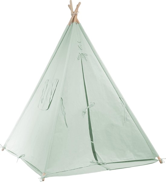 Sunny Alba Tipi Tent Pastel Groen - Wigwam Speeltent met ramen - 120x120x160cm - met Kussen kleed van Sunny. — afbeelding 2