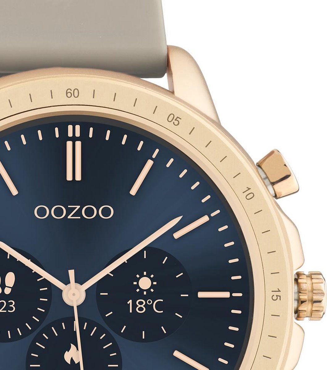 OOZOO Smartwatch Rose Gouden horloge met taupe rubber band bol