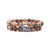 Natuursteen Malachiet armband | Knud | bruin | kralen armband | Buddha