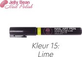 Jelly Bean Nail Polish Nail Art Pen - Lime (kleur 15) - Geel groen - Nagelversiering - Nagel pen 7 ml