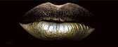 Glasschilderij - Gouden Lippen - 200  x 80 x 0,4 cm