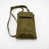 Captain Cork telefoontas groen - dames crossbody telefoontas met portefeuille en  kaartenhouder - rits en  magneetsluiting