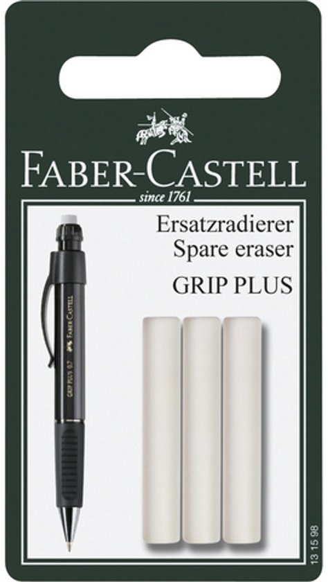 Faber-Castell reservegum - voor vulpotlood GRIP Plus - 3 stuks op blister - FC-131598