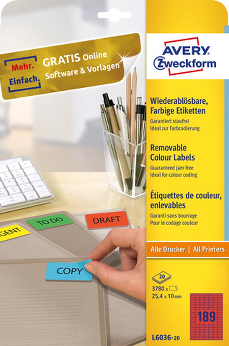 Avery L6036-20 printeretiket