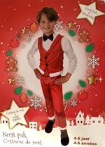Kerstpak met vlinderdas - Kerstpak - Rood / Wit- Jongens - 4 - 6 jaar - Kerst - Polyester - Noël costuum