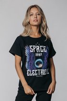Colourful Rebel Space T-shirt  Zwart Dames - Boxy Fit - Organisch Katoen - L
