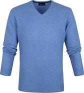 Suitable - Lamswol Trui V-Hals Blauw - Heren - Maat 3XL - Regular-fit