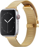 Geschikt voor Apple Watch bandje 42 / 44 / 45 mm - Series 1 2 3 4 5 6 7 SE - Smartwatch iWatch horloge band - 42mm 44mm 45mm - Fungus - RVS metaal - Milanese - Goud