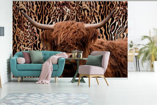 Papier peint - Papier peint photo murale Imprimé panthère - Highlander écossais - Animaux - Largeur 330 cm x hauteur 220 cm