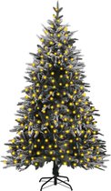 Kunstkerstboom met LED's en gevlokte sneeuw 210 cm PVC&PE