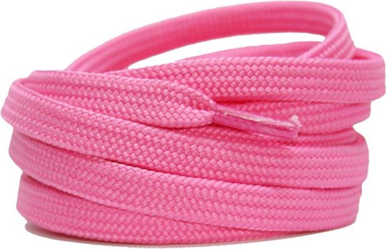 Foto: Platte schoenveters 8mm polyester roze 90cm