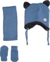 Kitti 3-Delig Winter Set | Muts met Fleecevoering - Sjaal - Handschoenen | 0-18 Maanden Baby Jongens | Beer-05 (K2150-06)