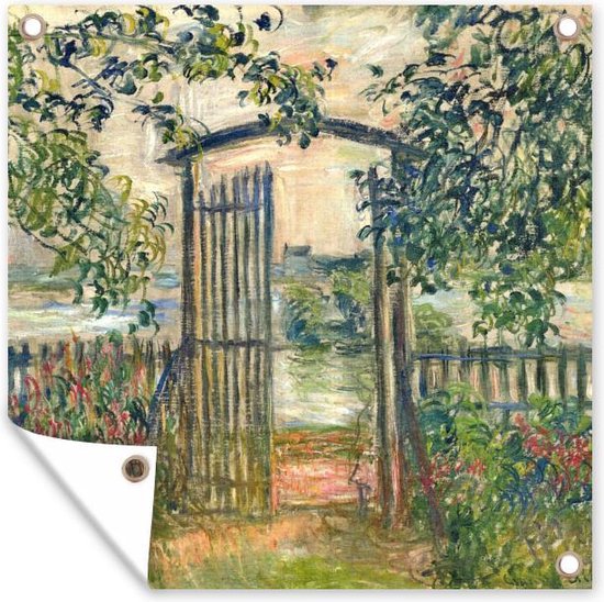 Tuinposters De tuinpoort in Vétheuil - Claude Monet - 50x50 cm - Tuindoek - Buitenposter