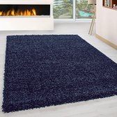 Donkerblauw Tapijt Hoogpolig Vloerkleed - 80x250cm- Modern - Woonkamer - Salon - Slaapkamer - Eetkamer