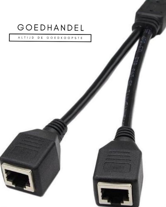 GoedHandel - Netwerk kabel splitter - van 1 naar 2 CAT5 RJ45 plug splitter  - 25 cm... | bol.com