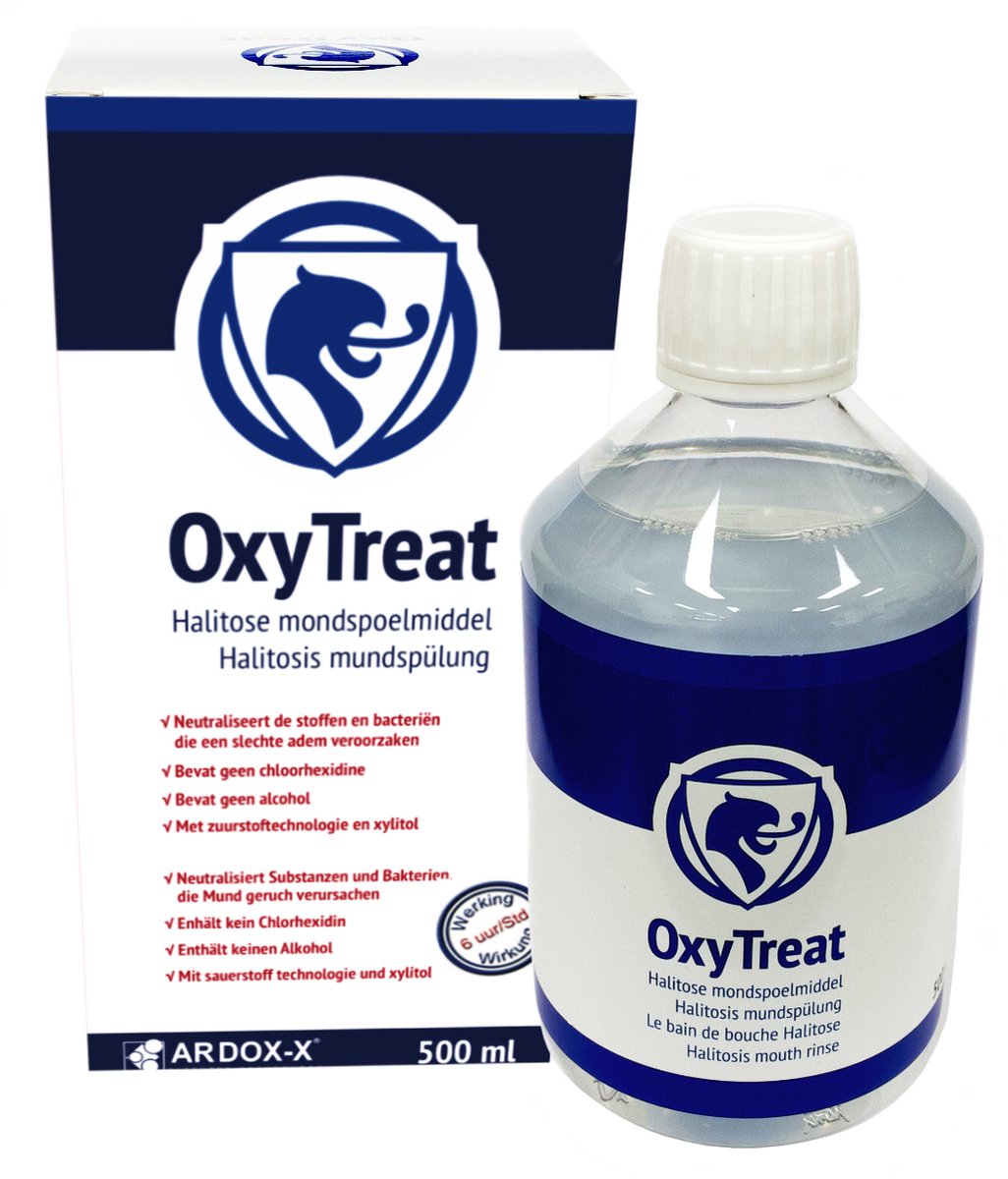 Goedkoopste OxyTreat Halitose mondspoelmiddel 500ml Mondwater tegen mondgeur met Ardox-X
