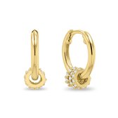 Xoo - Oorbellen - Oorringen - Met ringen - Triple ring - Afneembare ringen - Zirkonia - Minimalistische oorbellen - 10 mm - 925 zilver - Goud - Gold plated
