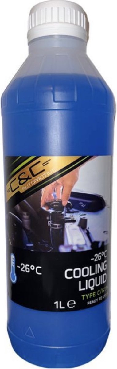 C&C - Koelvloeistof - Type C/G11 | Koelvloeistof Auto Blauw | 1 Liter | Beschermt tegen Corrosie en Vorst | Kant en Klaar | Winter -26 °C