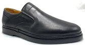 Heren schoenen- Mannen instappers- Comfort schoenen 327- Leather- Zwart- Maat 40