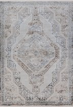 Vloerkleed CAIRO - klassieke uitstraling - blauw bruin grijs - zacht velours - 200 x 290 cm - in diverse maten verkrijgbaar - kleed - tapijt - karpet - loper - mat - keukenmat - keukenloper