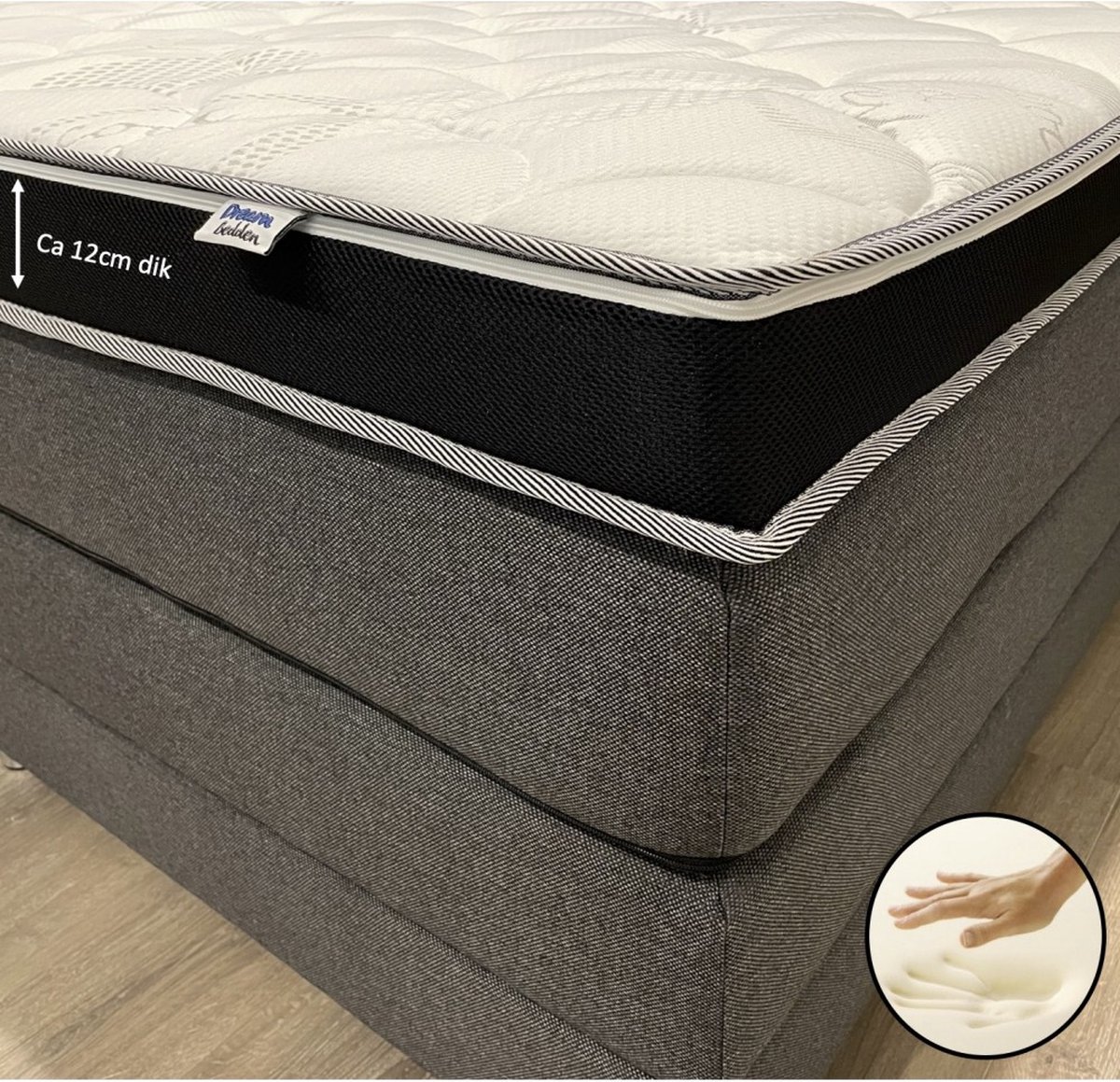 dreambedden Hilton Hotel Topper - 70x190 - ZACHT - Nasa Traagschuim - ca. 12 cm dik - Cool & Fresh wit