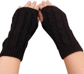 Vingerloze handschoenen van acryl kleur zwart