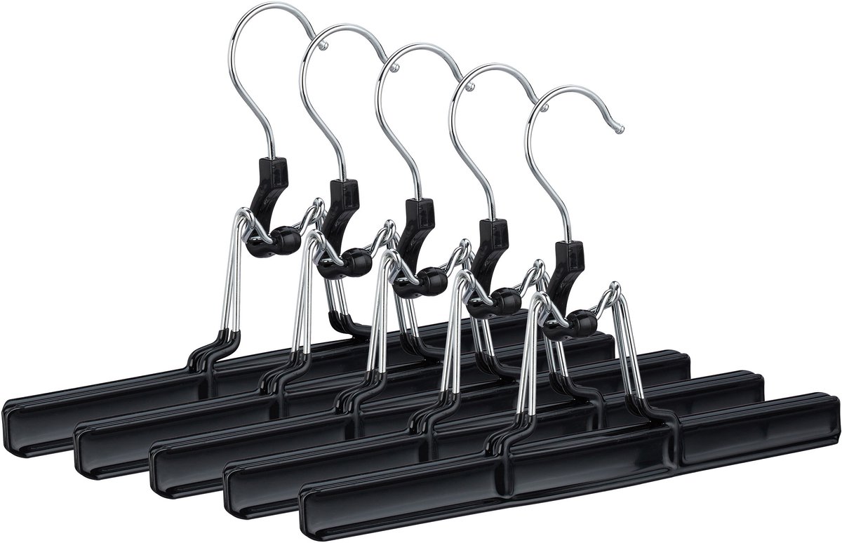 broekhanger metaal - set van 5 - draaibare haak - klemmen met rubber - 26 cm - zwart