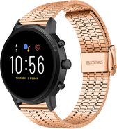 Stalen Smartwatch bandje - Geschikt voor  Fossil Gen 5 roestvrij stalen band - rosé goud - Strap-it Horlogeband / Polsband / Armband