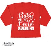 Baby Shirt Rood Foute kerst Baby it is Covid outside quarantaine Baby  Maat 56 * Corona * Kraam Cadeau * Baby Kerst Cadeau * Geboorte Cadeau