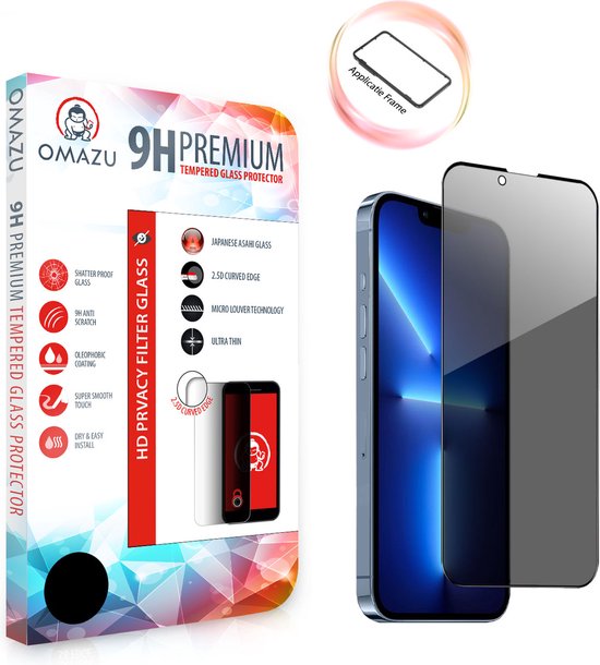 OMAZU 3D Privacy Tempered Glass Screenprotector, Apple iPhone XR / iPhone 11 - 6.1’’(Full Screen) Met handige installatie applicator