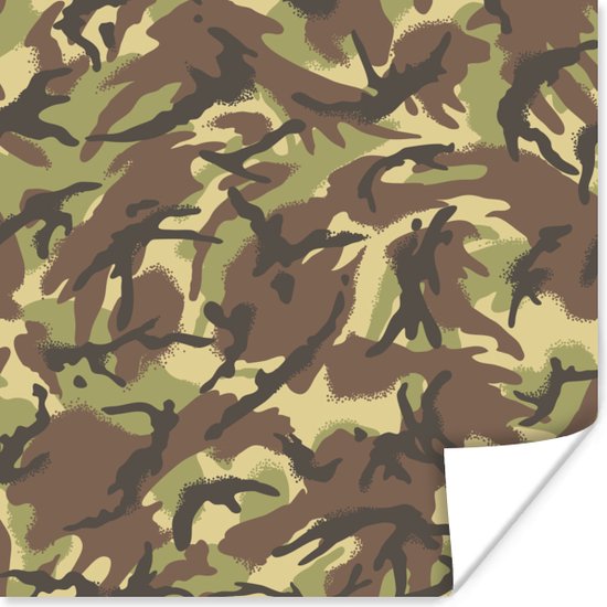 Poster Camouflage patroon in natuurlijke kleuren - 75x75 cm | bol.com