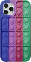 Iphorion - Pop It - Fidget - Pop It GSM hoesje voor de IPhone 12/12 Pro - blauw-paars-rood-groen