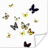 Poster Vlinders op witte achtergrond - 30x30 cm
