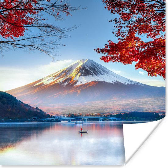 Poster De Japanse Fuji berg in Azië tijdens de herfst - 50x50 cm