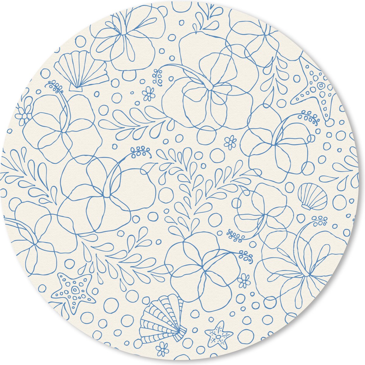 Muismat rond 30x30 cm - Mousepad Zomer - Bloemen - Blauw - Ronde muismatten