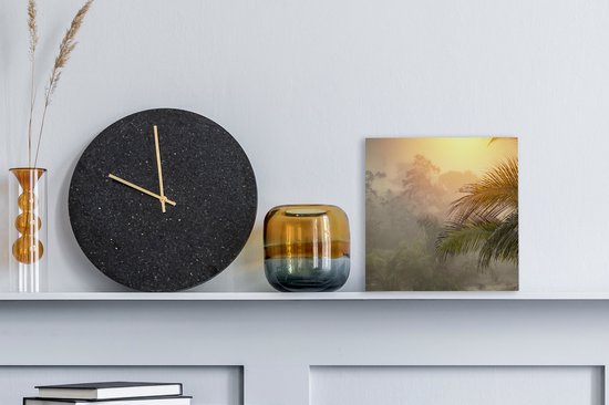 Tableau sur toile Paysage avec brouillard et palmiers - 20x20 cm - Décoration murale