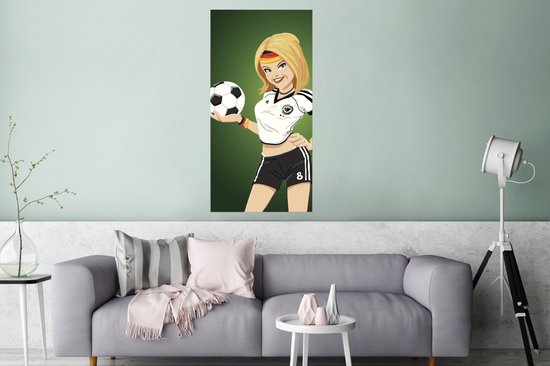 Poster Een illustratie van een meisje met Duitse kleding en een voetbal -  Meiden - | bol.com