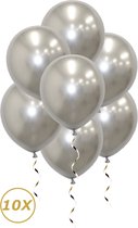 Zilveren Helium Ballonnen 2024 NYE Verjaardag Versiering Feest Versiering Ballon Chrome Zilver Luxe Decoratie - 10 Stuks