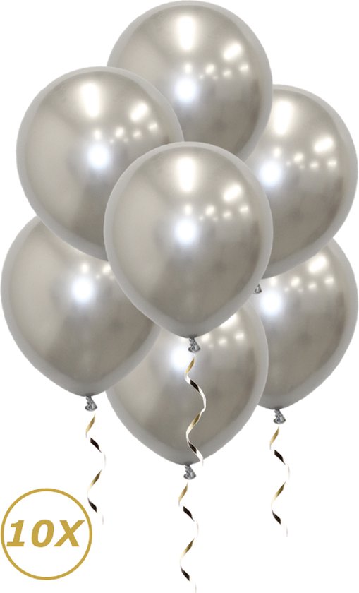 Zilveren Helium Ballonnen 2022 NYE Verjaardag Versiering Feest Versiering Ballon Chrome Zilver Luxe Decoratie - 10 Stuks