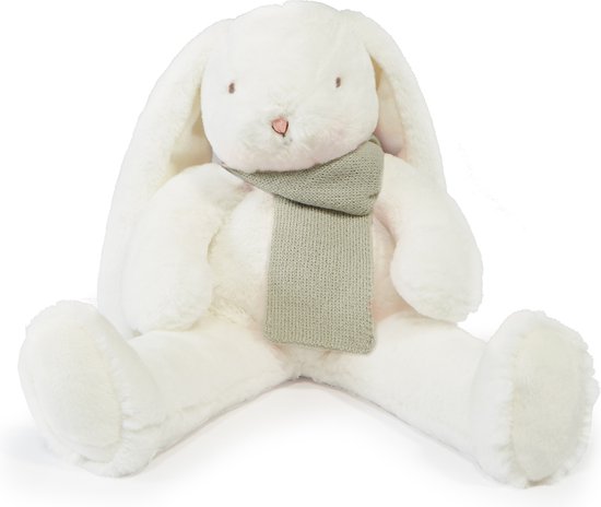 Bunnies By The Bay Snowdrop Nibble Fur Knuffel - Knuffeldier - Geborduurde details - Konijn - 30 cm - Wit/Grijs