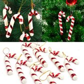 12 Stuks - Zuurstok Kerst - Lengte 7cm - Plastic - Zuurstokken - Kerstdecoratie - Kerstboom Decoratie - Kerstsfeer - Christmas - Kerstcadeau - Rood / Wit