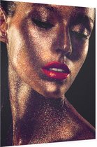 Mooie vrouw met gouden glitters - Foto op Dibond - 30 x 40 cm