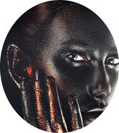 Zwarte vrouw bodypaint met gouden gloed - Foto op Dibond - ⌀ 40 cm